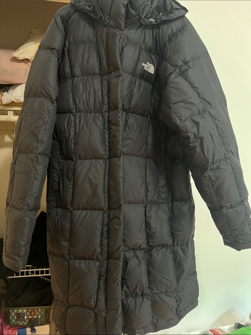 The North Face Black Long Puffer Coat with Hood